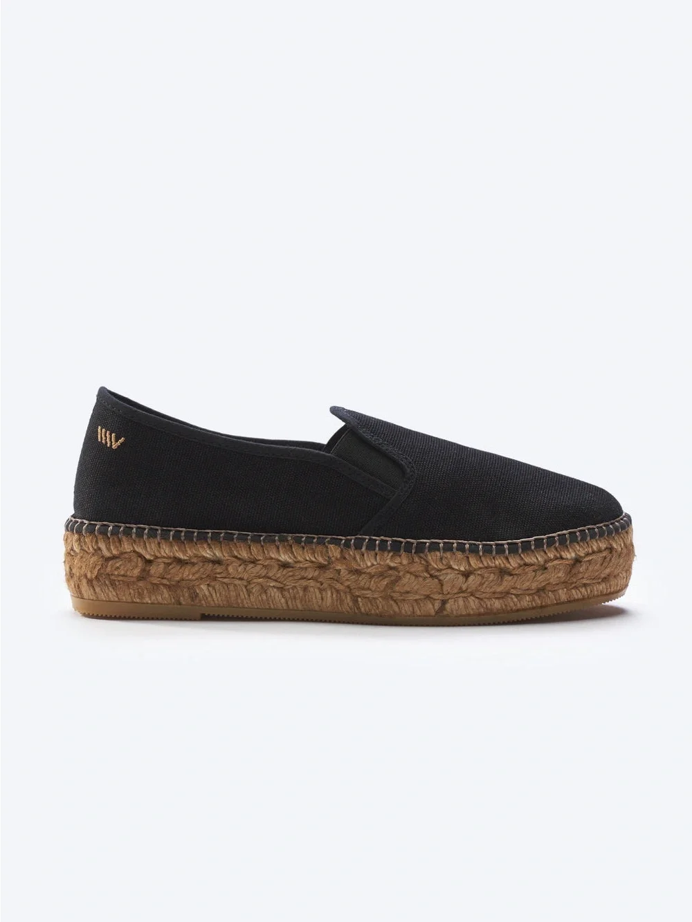 Viscata Barcelona Black Castell Canvas Espadrille Platforms Size 7